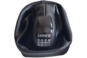 KAKULKOMEN Pomo manual de palanca de cambios de 6 velocidades con funda de cuero para Mercedes-Benz Clase C W203 S203 (elegancia)