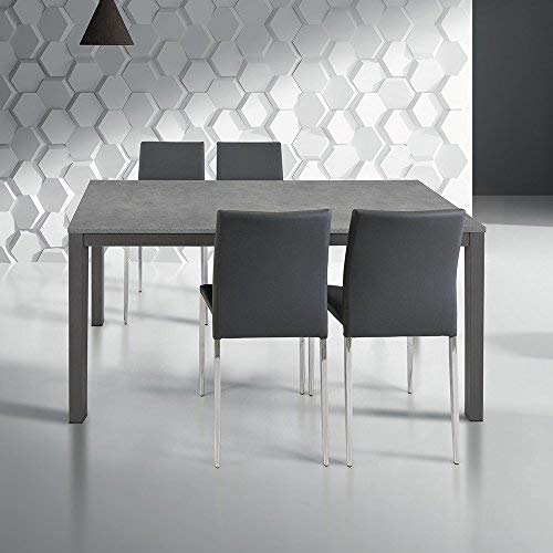 Milanihome Tavolo Da Pranzo Moderno Di Design Allungabile Cm 80 X 140200 Rovere Grigio Per Sala Da Pranzo Cucina Ristorante