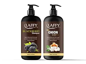 Laffy Blackberry Shampoo & Red Onion Shampoo, Black Seed Oil & Pro-Vitamin B5 - No Parabens, Sulphates, Silicones, Color & Peg - 600 ml
