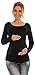 Happy Mama. Women's Maternity Jersey Stretch Top T-shirt Tunic Long Sleeve. 947p (Black, 8)