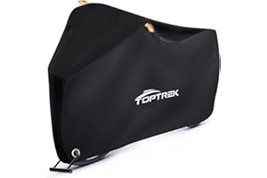 Toptrek Bike Cover, Bike Covers for Outside Storage, 210T Outdoor Waterproof Bicycle Cover with Lock Holes, Anti Rain UV Bike Covers with Storage Bag for Mountain Bike, Road Bike, E-bike（Black）