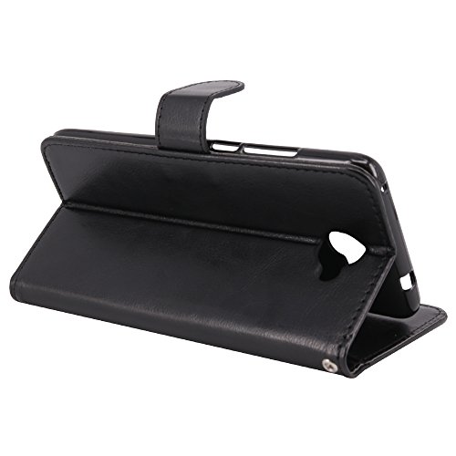 LK Huawei Y7 Funda  Carcasa Cubierta Cuero Billetera Case Flip Cover con Ranuras de Tarjeta - Negro