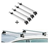 PERFEKT ABGESTIMMT - Das Set besteht aus vier Dach-Fahrradhaltern zum Transport von vier Fahrräderns, sowie einem Dach/Relingträger passend für Ihr Fahrzeug.
