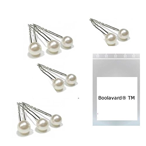 Boolavard Hair Pins Pack of 10 7mm Warm White with High Quality Pearls