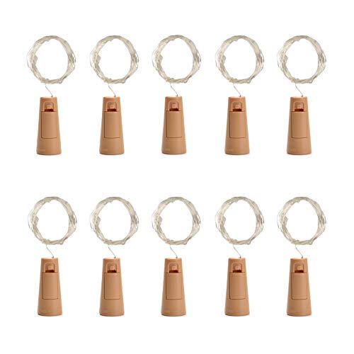 HONGCI 10 Packs Wine Bottles String Micro Artificial Cork Copper Wire Starry Fairy, Battery Operated Bottle Lights for Bedroom, Birthday, Party, Wedding, Christmas Decoration (2m/7.2ft Warm White)