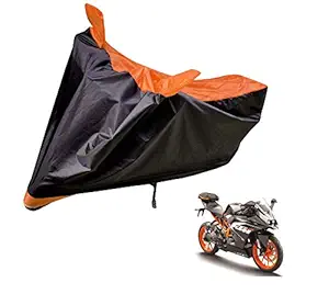 Auto Hub Water Resistant, Dustproof Bike Body Cover for KTM RC 200 - Black/Orange