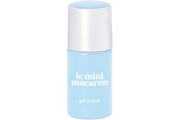 Le Mini Macaron - Vernis Semi-Permanent Blue Vanilla - Vernis 3 en 1, Base Coat, Top Coat et Couleur - Séchage LED - Application Facile et Rapide - Couleur Bleu Pastel, Flacon 8.5ml