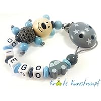 Schnullerkette mit Namen, Junge, Teddy Bär