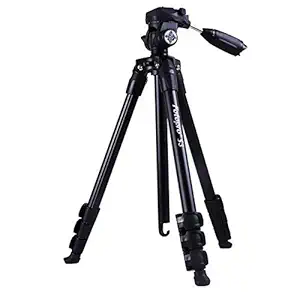Fotopro S3 4-Section 57 Inch Aluminum Photo & Video Tripod with 2 Way Panhead Payload - 2.5kg (Black)