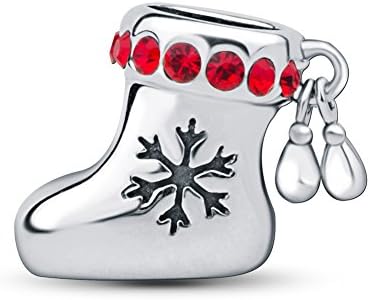 Tinysand 925 Sterling Silver Fashion Design Christmas Stocking Charm Lucky Charm