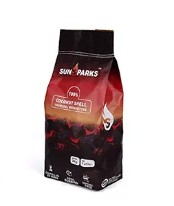 SUNSPARKS Barbecue Briquettes (3Kg, Black) | Coconut Shell Charcoal | Low Smoke | Odour Less | Tandoor Grills | Cooking Coal