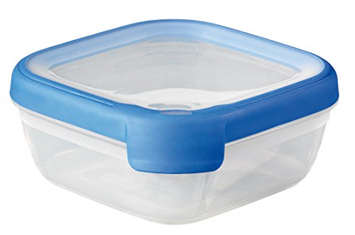 Curver 00013-082-00 Quadratische Frischhaltedose New Grand Chef, 0,75 L, transparent / blau