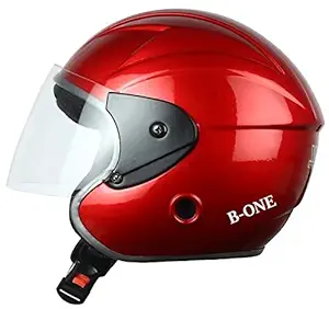 Tiger-ONE Open FACE Helmet (Full Size) Colour - RED, Neno, Motorbike Helmet, ISI : Approved.