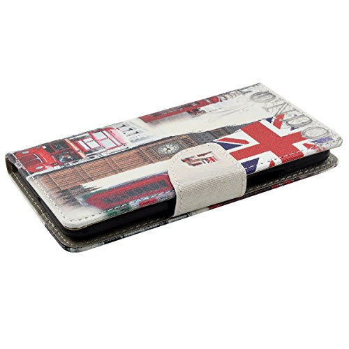 Lenovo K6 Leder Hülle, Fraelc® Lenovo K6 Ledertasche Flip Case Silikon TPU Leder Cover im Bookstyle Handyhülle mit Kartenfach und Standfunktion Schutzhülle für Lenovo K6 London Big Ben Muster Handytasche - 6