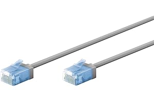 goobay 74226 CAT 6A kabel krosowy slim m/ultraelastyczny RJ45 CAT 6A kabel sieciowy U/UTP CU/cienki kabel Ethernet z krótkimi wtyczkami / 10 Gbit/s LSZH, ochrona przed zagięciem/szary 7,5 m