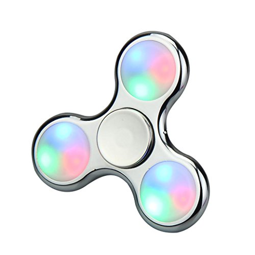 Bescita LED Licht Fidget Hand Spinner Finger Spielzeug Dekompression Spielzeug EDC Focus Gyro,Mit Schalter (Silber)