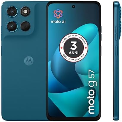 Motorola moto g57 con 3 anni di garanzia (8/256GB, Fotocamera 50+8MP+flicker sensor, Display 6.72" 120Hz, 5100mAh, Snapdragon 6s Gen 4, Android 16), PANTONE Corsair