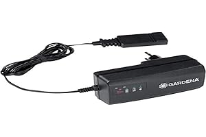 Chargeur rapide QC18 de Gardena : accessoires pour appareils sur batteries 18 V de Gardena, charge plus rapide qu'un chargeur normal, indicateur d'état de la batterie par LED (8832-20)