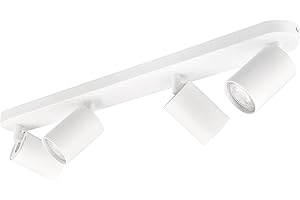 KYOTECH 4 Way LED Ceiling Light Rotatable GU10 Ceiling Spotlights Fitting GU10 Sockets White Angle Adjustable Lighting for Kitchen Living Room and Bedroom, Bulb not Included