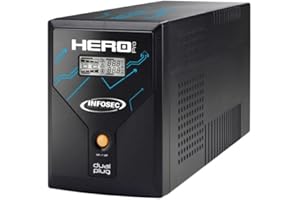 INFOSEC UPS SYSTEM Infosec Onduleur Hero Pro Dual Plug 2400,UPS PC, écran, Box, TV, 2 Prise FR/Schuko 2 Prises IEC, ASI 2400VA/1400W