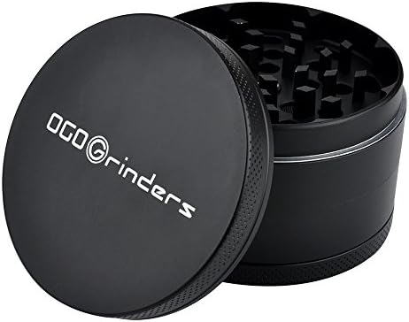 OGOGrinders Herb Grinder Large 2.5" 63 mm 4 Piece Spice Grinder (Black)