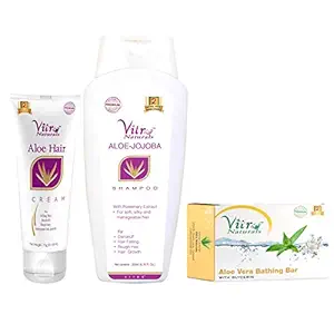 Vitro Combo Pack of Aloe Jojoba shampoo 200ml.Aloe Hair Cream 75gm, Aloe Vera Bathing Bar