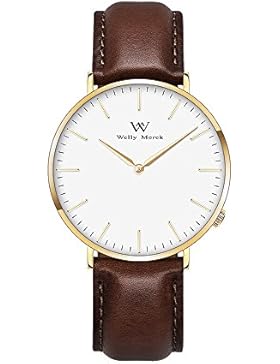 Welly MERCK Damen Luxus Armbanduhr minimalistisches Design Quarz Bewegung Saphirglas Analog Armbanduhr mit Italien...