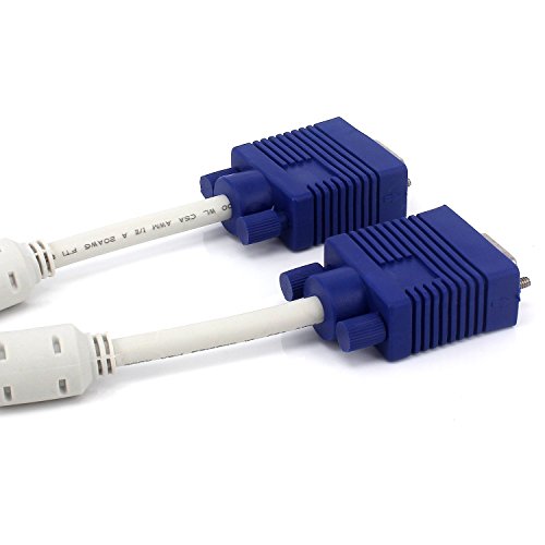 igreely Premium VGA 15 Pin One männlich 1 bis 2 Dual Weiblich SVGA VGA Monitor Y Splitter Kabel Draht Kordel blau Stecker für TV Computer Projektor - 5