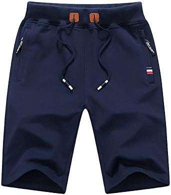 SOIXANTE Men's Casual Cotton Sports Shorts Summer Classic Elastic Waist Drawstring Running Gym Shorts XS-2XL