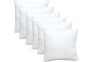 DTEX HOMES Cushion Inserts 16x16 Inch Pack of 6 Pillow Inners Bounce Back Hollowfibre Cushion Pads for Sofa, Bed and Decorative Use (16x16)