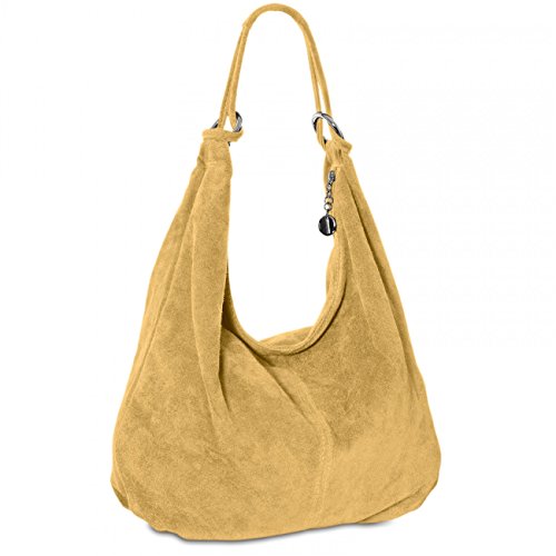 Caspar TL617 Bolso de Mano de Ante para Mujer Bolso de Hombro en Varios Colores, Color:camello