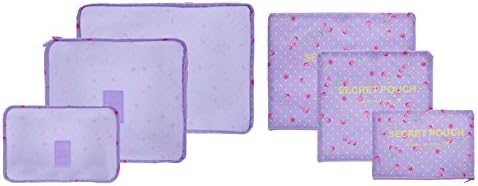 6PCS/Set Waterproof Clothes Storage Bags Packing Cube Travel Luggage Organizer Bag (Cherry purple)