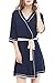 Produktbild Damen Kimono Morgenmantel Tiefer V-Ausschnitt Schlafanzug mit Gürtel by NORA TWIPS(Blau,M)
