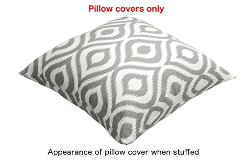 TreeWool®, (2er Pack) Ikat Ogee Design Baumwolle Dekoratives Kissenbezüg (Grau, 50 x 50 cm) - 3