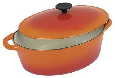 Crealys 501602 Cocotte Ovale Orange Flamme 9 L