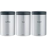 Brabantia 314926 - Juego de 3 botes para té, café y azúcar, 1.4 L, acero mate anti-huellas