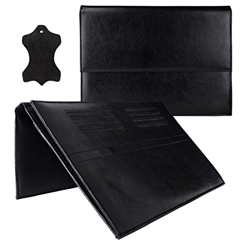 eFabrik Leder Tasche für Microsoft Surface Pro (2017) | Surface Pro 4 Schutz Hülle Cover Sleeve, Farbe:Schwarz
