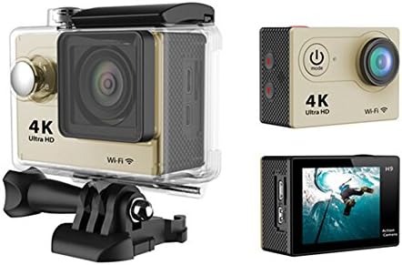 Sansnail H9 Outdoor Action Camera Mini 30-Meter Waterproof Ultra HD 4K Sport DV Cam DV Action Camcorder for swiming water activities video shooting with Wi-Fi 3 PIN UK battery charger (Gold, H9)