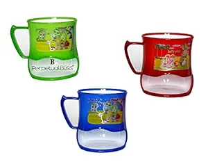 Perpetual Bliss 3 Pcs Fancy Durable Milk Mugs for Kids/Shakes/Juices/Coffee/Birthday Return Gifts (Pack of 3)