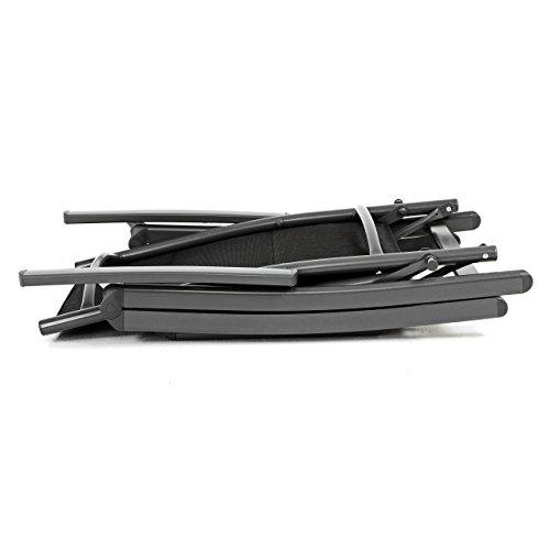 Nexos 2er Set Liegestuhl DELUXE Alu schwarze Textilene Klappstuhl Fußstütze Campingliege Rahmen anthrazit Gartenliege leicht stabil ideal für Terrasse oder Balkon witterungsbeständig 108x67x60 cm mit Armlehne - 6