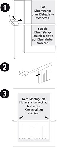 VENTANARA® Klemmstange (75-125 cm) / Ausziehbar / Weiß / Montage ohne Bohren / Vitragenstange für Fenster - 3