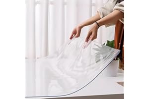 Zhaomi Película Protectora De Mesa De PVC Transparente, Mantel Transparente con Borde Biselado Impermeable E Inodoro De 0,8 Mm, Funda De Mantel Transparente, Adecuada para Mesas (60x140cm/24x55in)