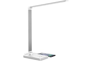 ‎DAOVER Schreibtischlampe, LED Schreibtischlampe Dimmbar Mit USB, Schwenkbar LED Tischlampe Bürolampe, 5 Farbtemperaturen, Tischleuchte für Büro und Haus - Weiß