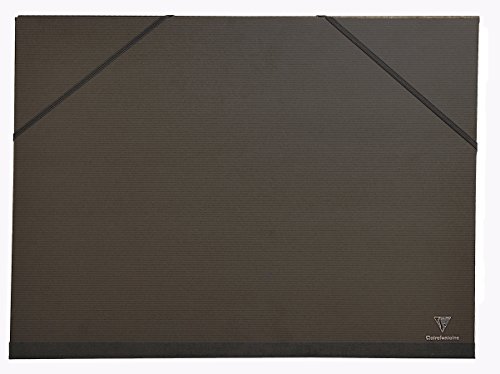 Clairefontaine 48015C Zeichenmappe Kraft mit Gummizug und 3 Innenklappen, DIN A3+ 32x45 cm, Schwarz