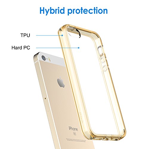 JETech Funda para iPhone SE  iPhone 5s y iPhone 5  Carcasa Anti-Choques Ara  azos  Oro