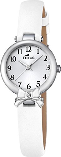 LOTUS Jugend-Uhr Junior Collection Analog Leder-Armband weiß Chronograph-Uhr Ziffernblatt silber UL18265/1