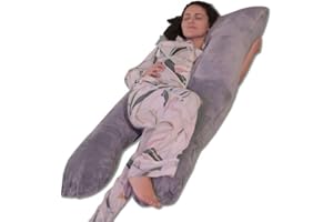 BANANAIR Cuscino Gravidanza per Dormire - Comfort per Sonni Riposanti - Cuscino Allattamento e Gravidanza, Body Pillow, Pregnancy Pillow - Copertura Lavabile - Prodotto in Francia - Grigio, Velluto, 150x80 cm