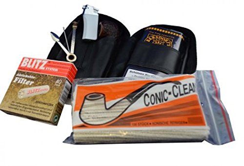 Luxus Pfeifen-Einsteigerset 7 teilig komplett mit echter Leder-Pfeiofentasche uvm.