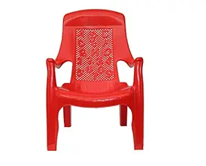 SEEMA Baby Plastic Study Chair with Handle Strong Durable and Comfortable with Backrest for | Kids | Study | Play for Home/School/Dining for 2 to 6 Years Age- Pack of 2 (Design 5, Red)