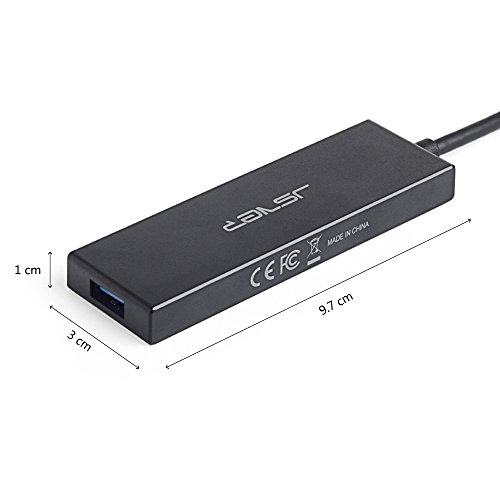 JSVER Mini 4 Port USB 3.0 Hub mit eingebautem Kabel (20cm) für Laptops, Ultrabooks, Tablets und PCs - 3